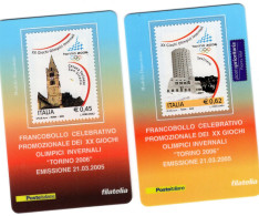 XX Giochi Olimpici Invernali  -Torino 2006 Tessere Filateliche-  XX J.O. D'hiver Turin 2006 - Cartes Philaéliques - 2001-10: Marcophilia