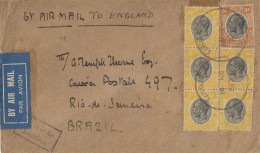 Tanganyika 1933 Tunduru (Mozambique Border) Via Dar Es Salaam - London - Brazil Special By Air Handstamp Cover - Tanganyika (...-1932)