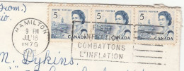 Fight INFLATION  1970 Cover SLOGAN  Hamilton CANADA To GB Stamps  Finance Economy - Covers & Documents
