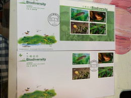 Hong Kong Stamp Butterfly Dragonfly Frog Fish GPO Chops FDC - Unused Stamps