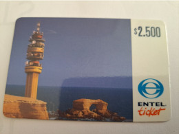 CHILI   PREPAID/ ENTEL / $ 2500 / LIGHTHOUSE / FINE USED CARD      ** 16511** - Cile