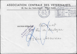 France 1974 Enveloppe De L'Association Centrale Des Vétérinaires. N'habite Pas à L'adresse Indiquée. Château Versailles - Castillos