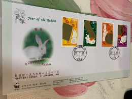 Hong Kong Stamp 1999 Rabbit FDC WWF New Year - Neufs