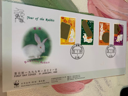 Hong Kong Stamp 1999 Rabbit FDC WWF New Year - Nuovi