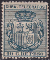 Cuba 1896 Telégrafo Ed 82  Telegraph MLH* Very Streaky Gum - Cuba (1874-1898)