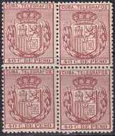 Cuba 1894 Telégrafo Ed 80  Telegraph Block MLH* Streaky Gum - Kuba (1874-1898)