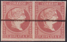 Cuba 1857 Sc 14 Antillas Ed 9 Pair Used Pen Cancel - Kuba (1874-1898)