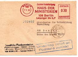 63506 - DDR / ZKD - 1968 - 30Pfg AbsFreistpl A Bf BERLIN - HAUS DER MINISTERIEN ... -> BERLIN - Briefe U. Dokumente