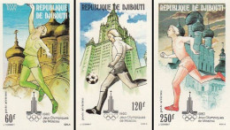 Djibouti Dschibuti 1980 Olympic Games Moscow Olympics Set Of 3 IMPERFORATED Stamps MNH - Ete 1980: Moscou