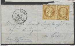 Front Side Only From Letter Paris 1854 To Le Havre (good Pair But Touched On Top And Right) Star Cancel - 1852 Louis-Napoléon