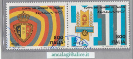 USATI ITALIA 1990 - Ref.0624 "Coppa Del Mondo Di Calcio: BELGIO E URUGUAY" 2 Val. IN COPPIA - - 1981-90: Afgestempeld