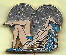 @@ Ballard Pin-ups Maillot Bleu Sur Cœur Pailleté Gris ''Je T'aime '' Double Moule (2.8x3.40) @@pi32 - Pin-Ups