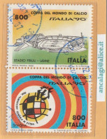 USATI ITALIA 1990 - Ref.0624C "Coppa Del Mondo Di Calcio: SPAGNA E STADIO Di UDINE" 2 Val. In Coppia - - 1981-90: Used