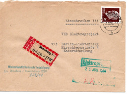 63515 - DDR - 1966 - 70Pfg Ulbricht EF A R-Bf STRAUSBERG -> Berlin, Abs.: Ministerium Fuer Nationale Verteidigung - Briefe U. Dokumente