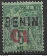 Benin Mint No Gum Signed Brun Double Red Overprint 1892 (1000 Euros) - Neufs
