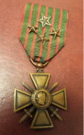 MEDAILLE MILITAIRE POILU CROIX DE GUERRE 1914 1917 Avec 4 étoiles (citations) WW1 - Francia