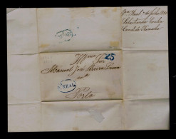 87106 PORTUGAL  Cover 1851-07-97 Mailed 25 R. V.A REAL  Pmk »Porto - ...-1853 Vorphilatelie