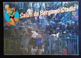 CARTOLINA ITALIA SALUTI DA BERGAMO STADIO  Italy Postcard ITALIEN Ansichtskarten - Gruss Aus.../ Grüsse Aus...