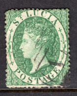 St Lucia 1860 QV - Wmk. Small Star - 6d Green Used (SG 3) - St.Lucia (...-1978)