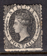 St Lucia 1864-76 QV - Wmk. Crown CC - P.12½ - 1d Black Used (SG 11) - Ste Lucie (...-1978)
