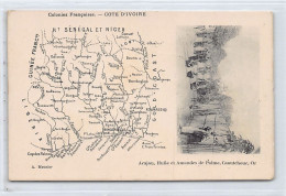 Côte D'Ivoire - Carte Géographique De La Colonie - Scène De Village - Ed. A. Meunier  - Costa D'Avorio
