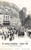 Suisse - Fleurier (NE) - Tir Cantonal Neuchâtelois - Année 1902 - Arrivée De La Bannière Cantonale - Hôtel De La Poste - - Fleurier
