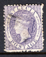 St Lucia 1864-76 QV - Wmk. Crown CC - P.12½ - 6d Violet Used (SG 13) - St.Lucia (...-1978)