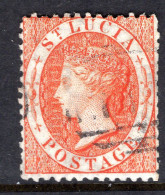 St Lucia 1864-76 QV - Wmk. Crown CC - P.12½ - 1/- Brown-orange Used (SG 14) - Ste Lucie (...-1978)