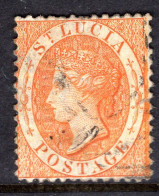 St Lucia 1864-76 QV - Wmk. Crown CC - P.12½ - 1/- Pale Orange Used (SG 14c) - Ste Lucie (...-1978)