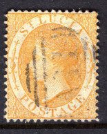 St Lucia 1864-76 QV - Wmk. Crown CC - P.14 - 4d Yellow Used (SG 16) - St.Lucia (...-1978)