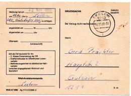 63527 - DDR - 1988 - Gebuehr-bezahlt-DrucksKte SEELOW -> Golzow, Abs.: NVA Seelow - Cartas & Documentos
