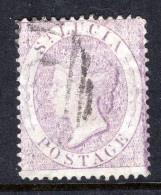 St Lucia 1864-76 QV - Wmk. Crown CC - P.14 - 6d Pale Lilac Used (SG 17a) - St.Lucia (...-1978)