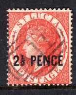 St Lucia 1881 QV - Surcharges - 2½d Brown-red Used (SG 24) - St.Lucia (...-1978)