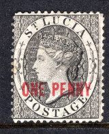 St Lucia 1882-84 QV - Surcharges - 1d Black HM (SG 26) - Ste Lucie (...-1978)