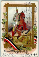 10684202 - Passepartout Uniform Pickelhaube Pferd Lithographie Schwarz-Weiss-Rot - History