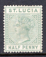 St Lucia 1883-86 QV - Wmk. Crown CA - Die I - ½d Dull Green MNG (SG 31) - St.Lucia (...-1978)