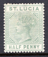 St Lucia 1883-86 QV - Wmk. Crown CA - Die I - ½d Dull Green MNG (SG 31) - St.Lucia (...-1978)