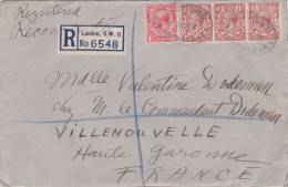 Grande Bretagne--1932--letttre Recommandée LONDON Pour VILLENOUVELLE-31 (France)..timbres, Cachets - Cartas & Documentos