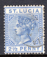 St Lucia 1883-86 QV - Wmk. Crown CA - Die I - 2½d Blue Used (SG 33) - St.Lucia (...-1978)