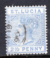 St Lucia 1883-86 QV - Wmk. Crown CA - Die I - 2½d Blue Used (SG 33) - Ste Lucie (...-1978)