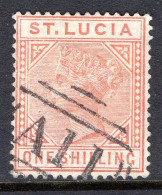 St Lucia 1883-86 QV - Wmk. Crown CA - Die I - 1/- Orange-brown Used (SG 36) - St.Lucia (...-1978)