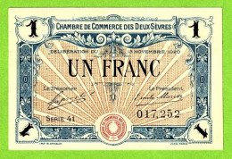FRANCE/ CHAMBRE DE COMMERCE Des DEUX SÈVRES / 1 FRANC / 13 NOVEMBRE 1920 / 017,252 - Cámara De Comercio