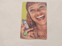 NIGERIA(NG-GLO-REF-0003-071018)(32)Girl With Mobile Phone(Vertical)(24-6442-6609-6012)(500 Naria Nigri-18.10.07send Card - Nigeria