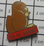 916A Pin's Pins / Beau Et Rare / ALIMENTATION / FROMAGE SIX DE SAVOIE MARMOTTE Il Est Où Le Papier Alu ? - Lebensmittel