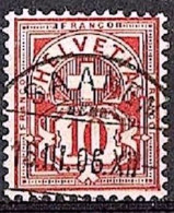 Schweiz Suisse 1894: Faserpapier Mélée: Zu 61B Mi 54Y Yv 65 / 10c Mit Voll-Stempel SAANEN 15.III.06 (Zu CHF 0.75) - Oblitérés