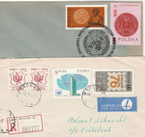 UNITED NATIONS Topic 2 Diff  1970s Poland COVERS  UN Event And Registered Stamps Cover - UNO