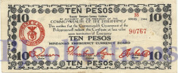 PHILIPPINES 10 PESOS 1944 PICK S527e AU+ EMERGENCY NOTE - Philippines