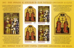 CHRISTIANITY, ST CONSTANTINE AND HIS MOTHER HELENA, ICON  2013 IN PAIR MI.Nr.6707/08 ,MNH ROMANIA - Nuovi