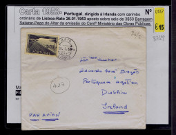 87129 PORTUGAL Salazar- Pego Do Altar Dam Barrage Architecture 1953 Mailed Dublin-Ireland - Otros & Sin Clasificación