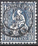 Schweiz Suisse 1862: HELVETIA 10c Blau Zu 31 Mi 23 Yv 36 Mit Voll-Stempel BASEL 12 ? 63 (Zumstein CHF 1.25) - Usados